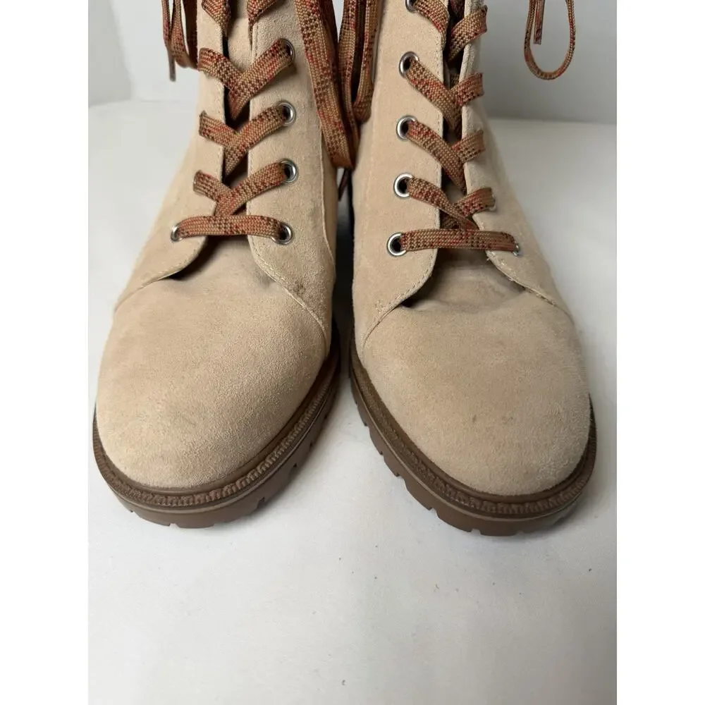 Vince Camuto Leather-Suede Lace-up Ankle Boots Sz 8.5 M Gaviana Figi